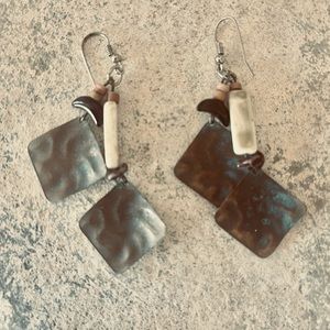 Handmade natural stone and copper dangle earrings